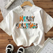 Cotton Women's Short Sleeve Fashion Style Top American Christmas Letter New Arrival