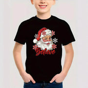 Combed Cotton New Christmas Children's Short Sleeve Girls' T-Shirt Kids Clothing Boys' Short Sleeve