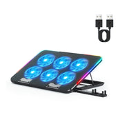 New Laptop Cooler Laptop Cooling Pad Notebook Gaming Cooler Stand with 6 LED Fan 2 USB Ports Phone Holder for 15.6in Laptop