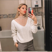 New Transparent Korean Loose Women Lace Blouse 3 Colors Female Bottoming Blouses S-3XL Size Cheaper Tops Kawaii T Shirt