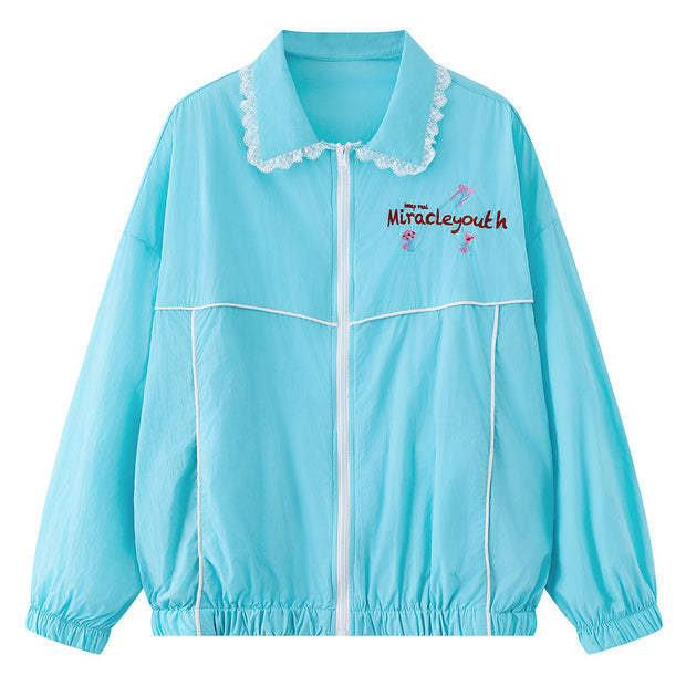 Lace Collar Protection Jacket for Women Thin Sports Clothing