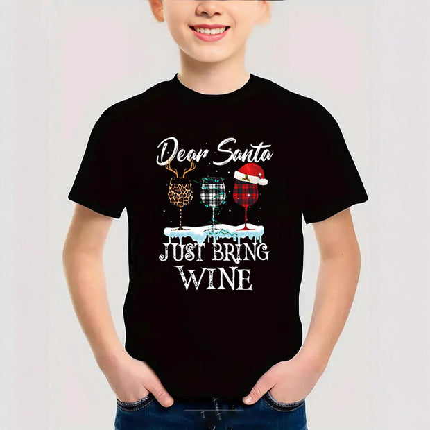 Combed Cotton New Christmas Children's Short Sleeve Girls' T-Shirt Kids Clothing Boys' Short Sleeve