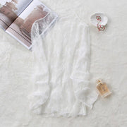 New Transparent Korean Loose Women Lace Blouse 3 Colors Female Bottoming Blouses S-3XL Size Cheaper Tops Kawaii T Shirt