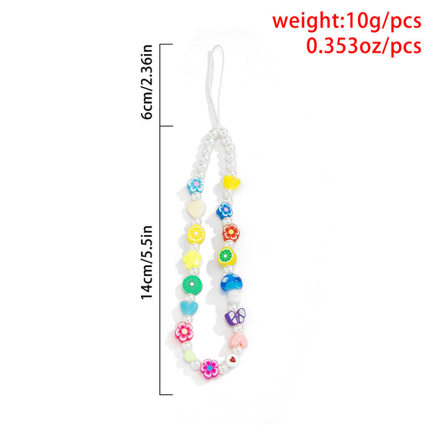 Minimally colored daisy fruit phone chain accessories creative mushroom bead bag pendant keychain
