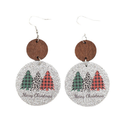 PU Leather Christmas Tree Earrings