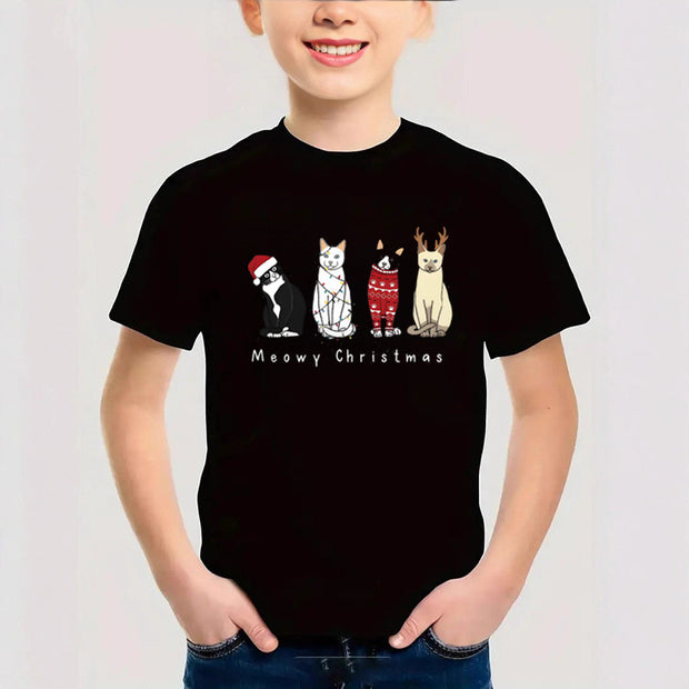 Combed Cotton New Christmas Children's Short Sleeve Girls' T-Shirt Kids Clothing Boys' Short Sleeve