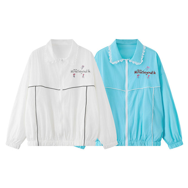 Lace Collar Protection Jacket for Women Thin Sports Clothing